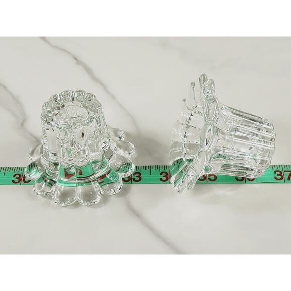 Borgonovo Candleholder Candlestick Flower Shaped Clear Glass Art Decor Italy x2 - Picture 12 of 13